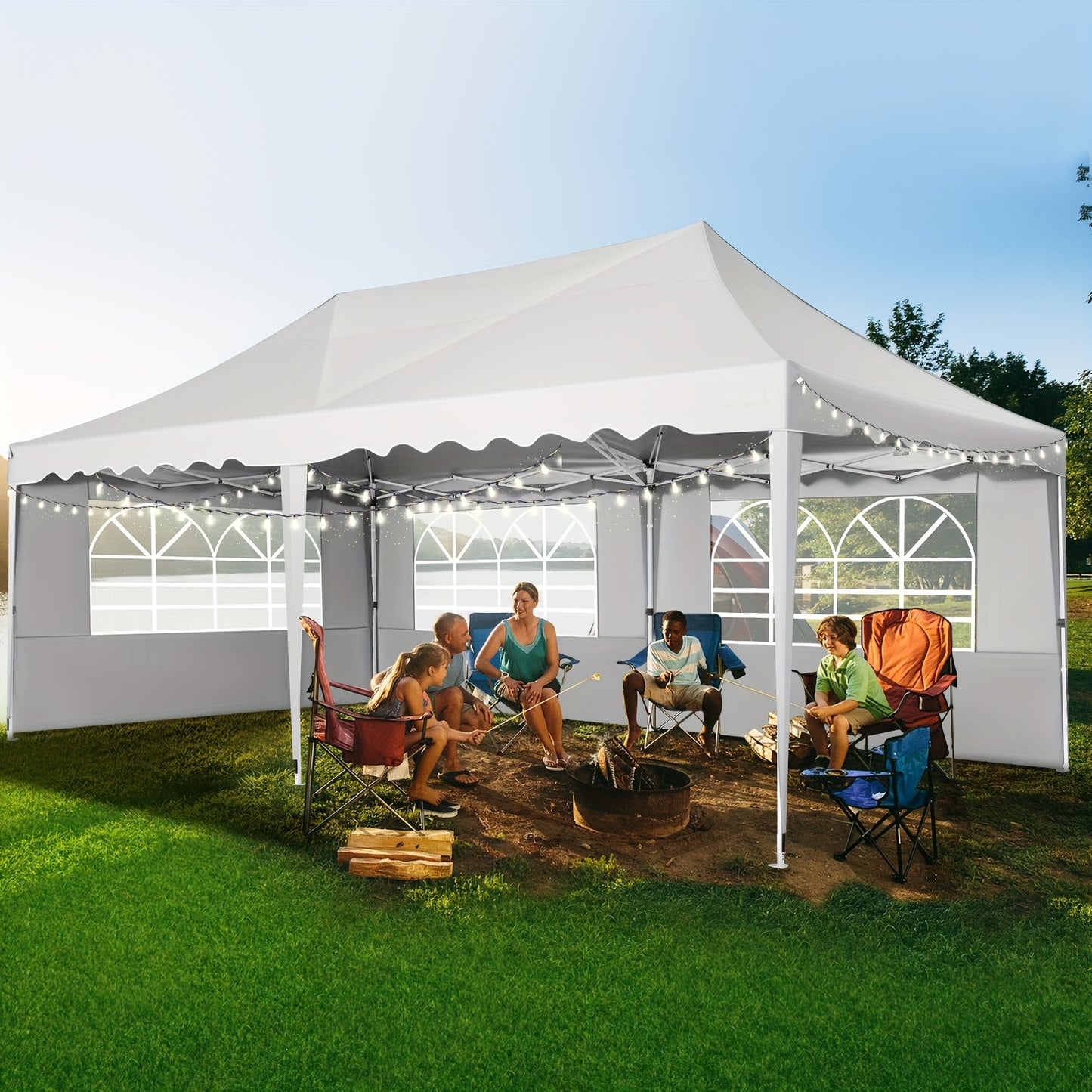 Feesttent – Partytent – Tuinent – Paviljoen – Waterdichte Tent – 3x6 Meter – Inclusief Zandzakken - Wit