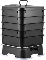 Wormcomposter - HDPE-Materiaal - Robuust en Duurzaam - Grote Capaciteit - Hoge Composteringsefficiëntie - Makkelijke Installatie - 40x40x65cm - 50L - Zwart