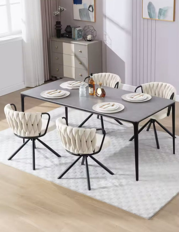 Eetkamerstoel - Set van 2 stoelen - Fluweel eetkamer stoel - Eettafel stoel - Fauteuil - Stoel - Velvet - Armleuning - Draaibaar - Zwarte Poot - Wit