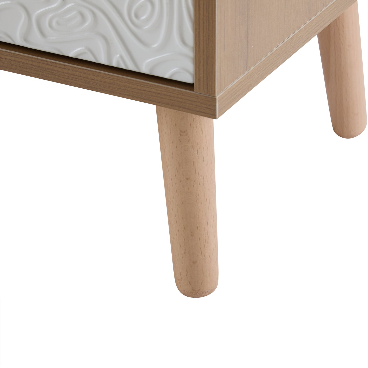 TV Meubel – TV Kast – TV Dressoir – Lowboard – TV Meubelen – Scandinavisch Design – 150x35x39 CM – Lichte Houtstructuur Met Witte Fronten