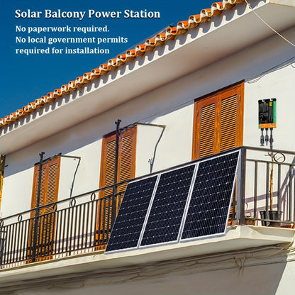 2pcs 150W Solar Panels + 300W Grid-connected Micro Inverter Kit 300W Balcony Power Station Photovoltaic Module, Home Photovoltaic Power Generation System Suitable For Roof Balcony