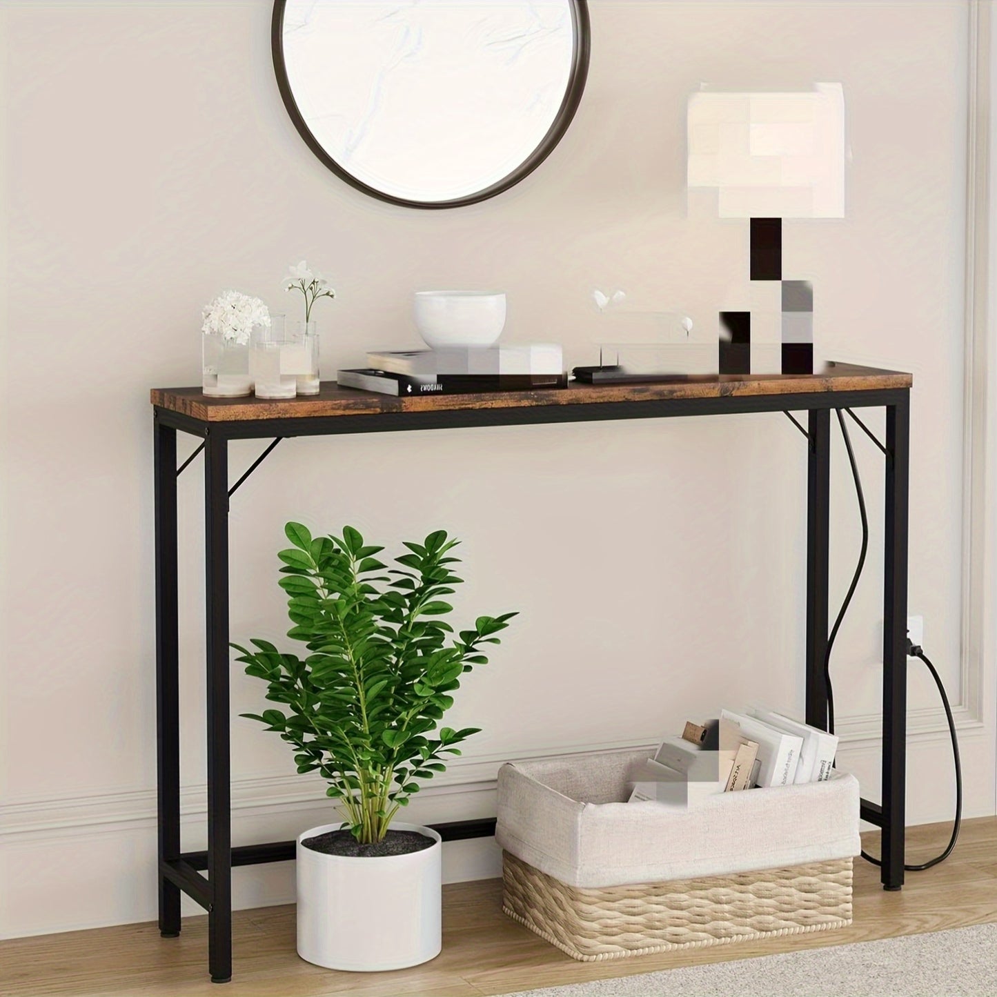 Smalle Sidetable – Smalle Console Tafel – Haltafel – Banktafel – Wandtafel – Metaal Frame – Compact 98x25x80 cm – Minimalistisch Design