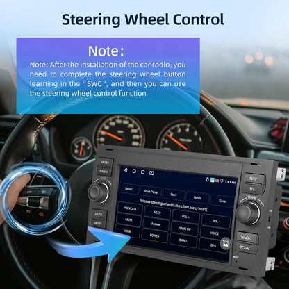 PODOFO 17.78 cm Android Car Stereo for Ford Transit, Fiesta, Focus, Galaxy, Mondeo, Fusion, Kuga, C-Max, S-Max | Wireless Carplay & Android Auto, 4+64GB, GPS, WiFi, 32EQ, Wireless 5.0, FM/RDS Radio, Universal Fit, Without Bat