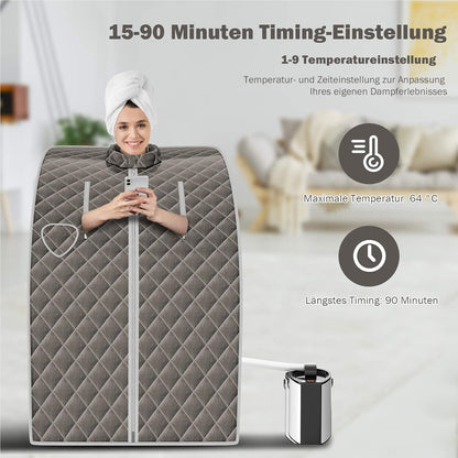 Sauna – Stoomsauna – Mobiele Sauna – Stoomcabine – Mini Sauna – 3L Watertank – Afstandsbediening Met Timer & Temperatuurregeling