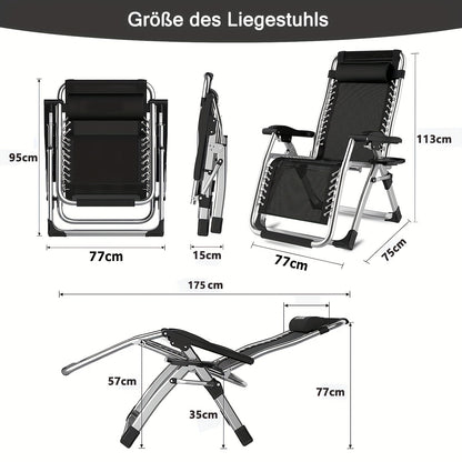 Foldable Lounge Chair, Reclining Sun Lounger For Garden With Headrest, Garden Lounge Chair With Drink Holder, Sun Chair, Weight Capacity 200 Kg, Foldable Garden Lounge Chair For Garden, Beach, Pool, And Balcony