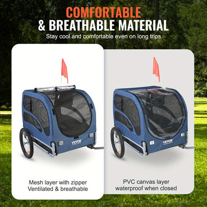 Fietskar hond – Hondenfietskar – Hondenbuggy – Hondenaanhanger – Hondenkar – Maximale belasting 45 kg – Opvouwbaar frame met veiligheidsvlag