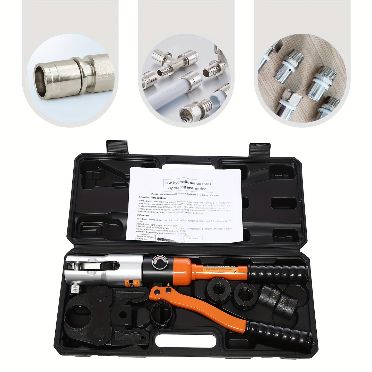 Krimptang – Persgereedschap – Hydraulische Tang – Druk Tang – Fittingen Tang – Max Crimpkracht 10 Ton – Ergonomische Handgreep Tangel