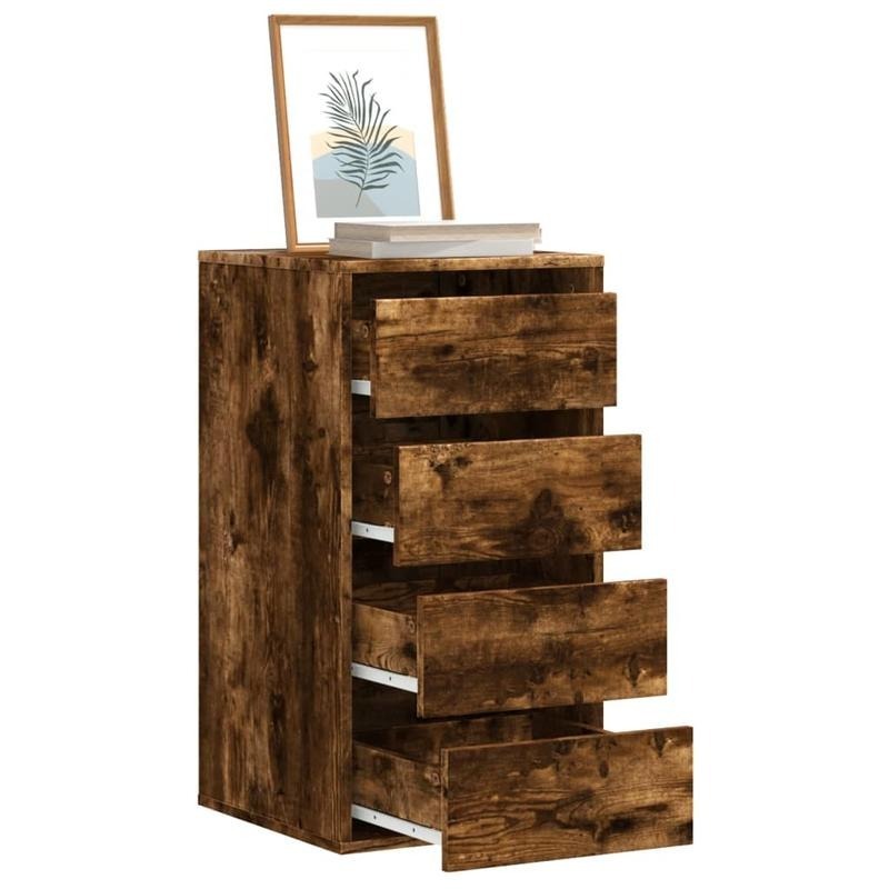 Modern Lockable Smoke Oak Wood Storage Cabinet with Lockable Drawers - 40x41x76cm Large Chest of Drawers, Oak Veneer, Easy Assembly -Standing Organizer for Bedroom, Living Room, Office - Minimalist Furniture (Engineered, Stor
