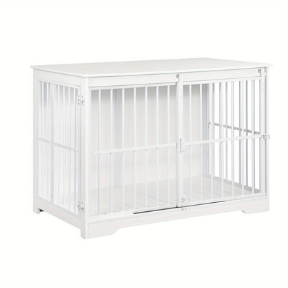 Houten Hondenbench – Hondenkooi – Hondenhok – Hondenkennel – Hondenkooi Wit – Duurzaam Met Stalen Frame – Ruim Tot 100 kg