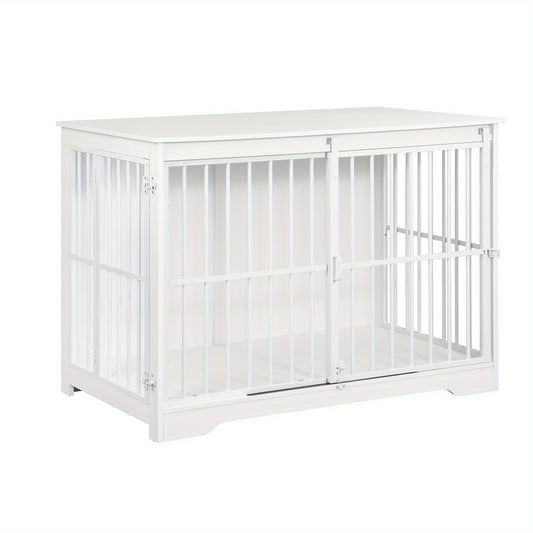 Houten Hondenbench – Hondenkooi – Hondenhok – Hondenkennel – Hondenkooi Wit – Duurzaam Met Stalen Frame – Ruim Tot 100 kg
