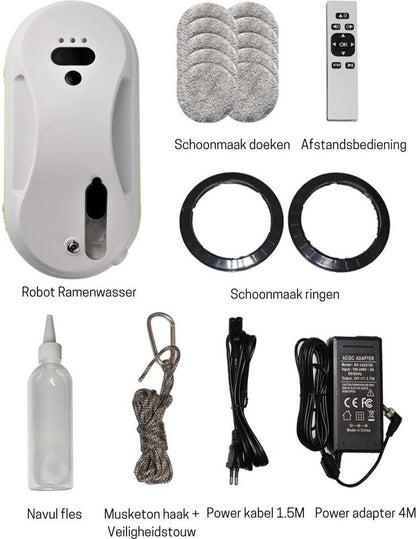 Robot Ramenwasser - Robot Ruitenreiniger Met Afstandsbediening - Ramenwisser Met Sprayfunctie - Wit
