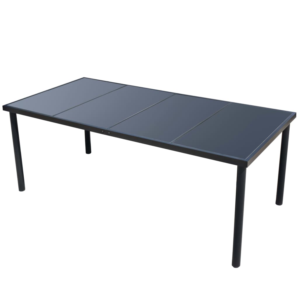 Tuinset – Tuinmeubelset – Buitenmeubilair – Terrasset – Eettafelset Zwart – 8 Stoelen – Gehard Glasblad – Waterafstotende Textielbekleding