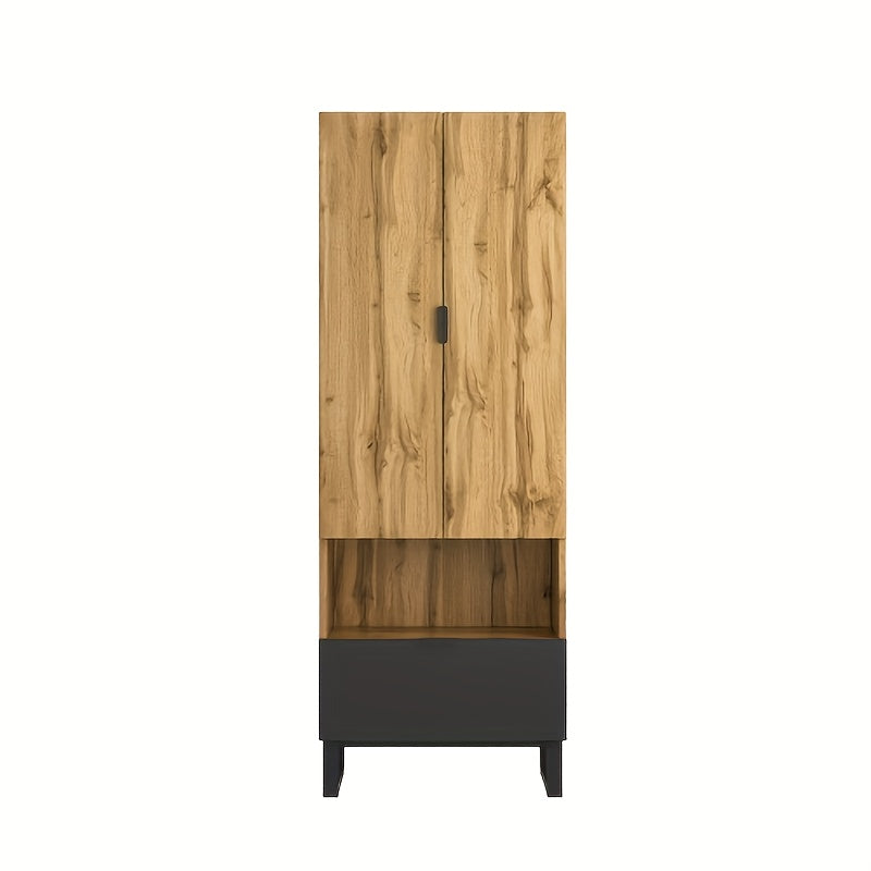 Kapstokkast – Garderobekast – Halmeubel – Opbergkast – Kledingkast – Vrijstaand – Verstelbare Planken – Natuurlijk Bruin – 68 cm Hoog – 3,2+ Kubieke Voet Opbergruimte – Duurzaam – Eenvoudige Montage