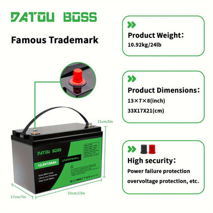 LiFePO4 Accu – Lithium Accu – Batterij – Deep Cycle Accu – Energieopslag – 12V - 200Ah – 100A BMS Bescherming – Lichtgewicht & Compact