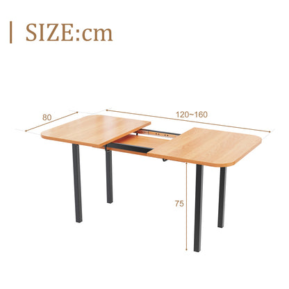 Uitklaptafel – Klaptafel – Uitschuifbare Tafel – Eettafel – Vouwtafel – Natuurlijk Hout – 120-160 cm Uitschuifbaar – Stevig Metaal