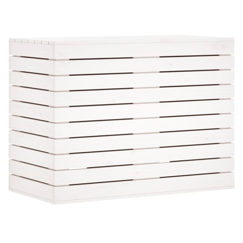 Wasmand – Wasbox – Wassorteerder – Waszak – Opbergmand – Massief Grenenhout – 3 Compartimenten Met Haken – 88,5x44x66 cm – Klassiek Wit – Stevig & Ademend Design