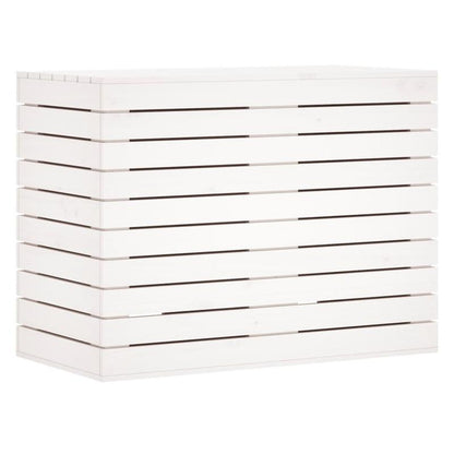 Wasmand – Wasbox – Wassorteerder – Waszak – Opbergmand – Massief Grenenhout – 3 Compartimenten Met Haken – 88,5x44x66 cm – Klassiek Wit – Stevig & Ademend Design