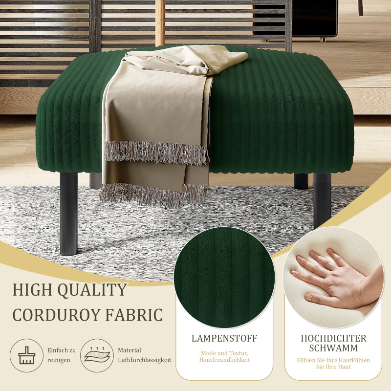 Premium Cord Fabric Stool with Metal Frame – Ultra-Soft Velour Cover for Ultimate Comfort – Versatile Use as Footrest, Stool, or Side Table – Quick & Tool-Free Assembly