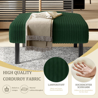 Premium Cord Fabric Stool with Metal Frame – Ultra-Soft Velour Cover for Ultimate Comfort – Versatile Use as Footrest, Stool, or Side Table – Quick & Tool-Free Assembly