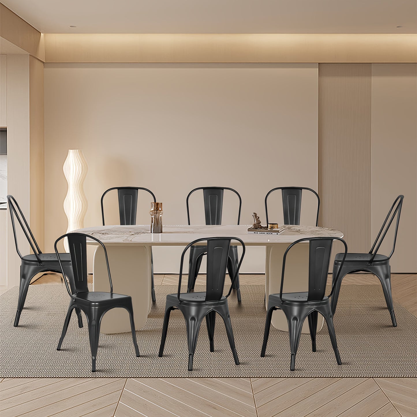 Metalen Stoelen Set – Eetkamerstoelen – Keukenstoelen – Cafestoelen – Industriële Stoelen – Afneembare Rugleuning – Robuust Stalen Frame – 85x43x46 cm