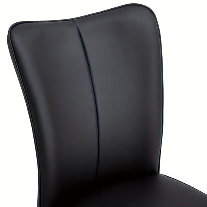 Modern Minimalist Black Dining Chair with PU Leather Backrest And Black Metal Legs for Dining Room, Bedroom And Living Room. Each Box Contains Two Chairs.