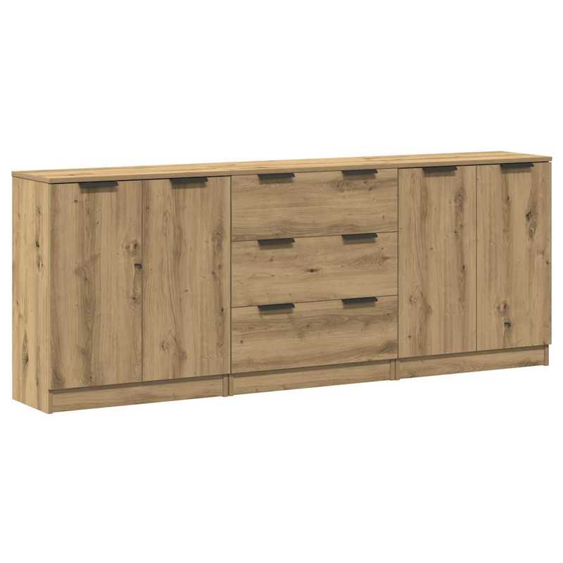 Dressoir – Opbergkast – Ladekast – Buffetkast – Sideboard – Modern Design – Eikenfineer & Spaanplaat – Ruime Opbergruimte ≥68,5 cm Hoog
