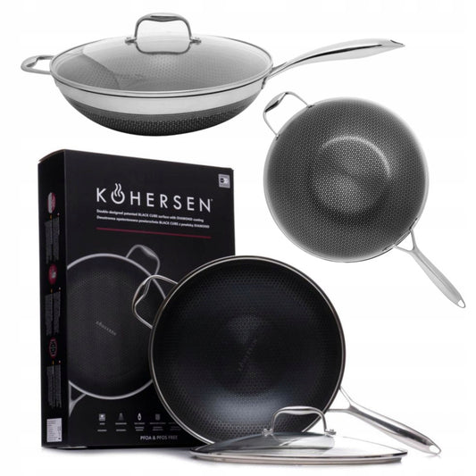 Wok with Lid, Cohersen Black Cube, 32cm, 5.1L, Non-Stick Coating