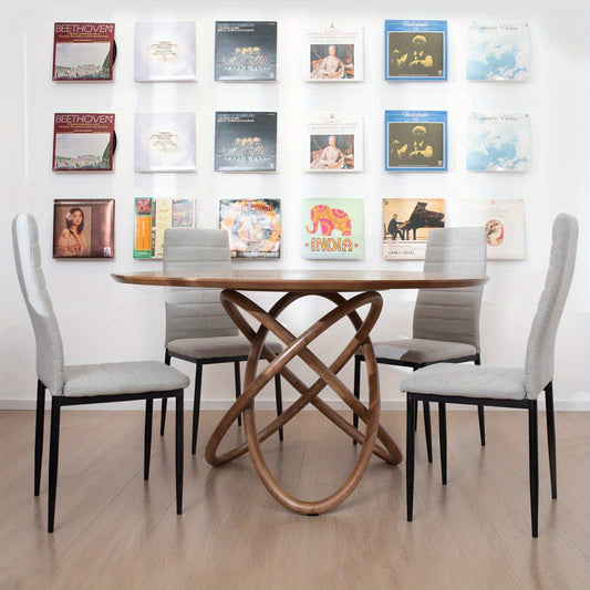 Eetkamerstoelen – Stoelen – Kuipstoelen – Eettafelstoelen – Woonkamerstoelen – Set van 4 – Metalen Frame – Hoge Rugleuning – Comfortabele Katoenen Bekleding