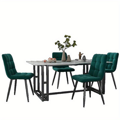 Eetkamerstoel – Stoel – Zithoekstoel – Keukenstoel – Design Stoel – Donkergroene Fluwelen Bekleding – Metalen Frame – Comfortabel En Stevig – Set Van 4