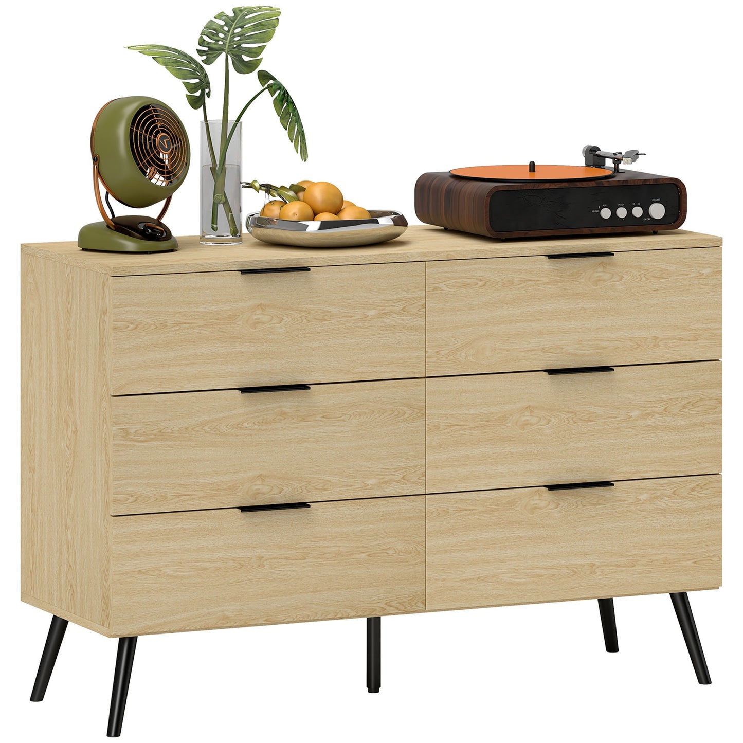 Ladekast – Ladenkast – Dressoir – Commode – Opbergkast – 6 Lades – Anti-Kantel Systeem – Houtnerf Design – 110x40x75 cm