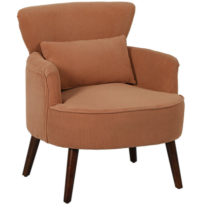 Oranje Fauteuil – Moderne Stoel – Accentstoel – Zetel – Relaxfauteuil – Met Lendenkussen – Stevige Rubberhouten Poten