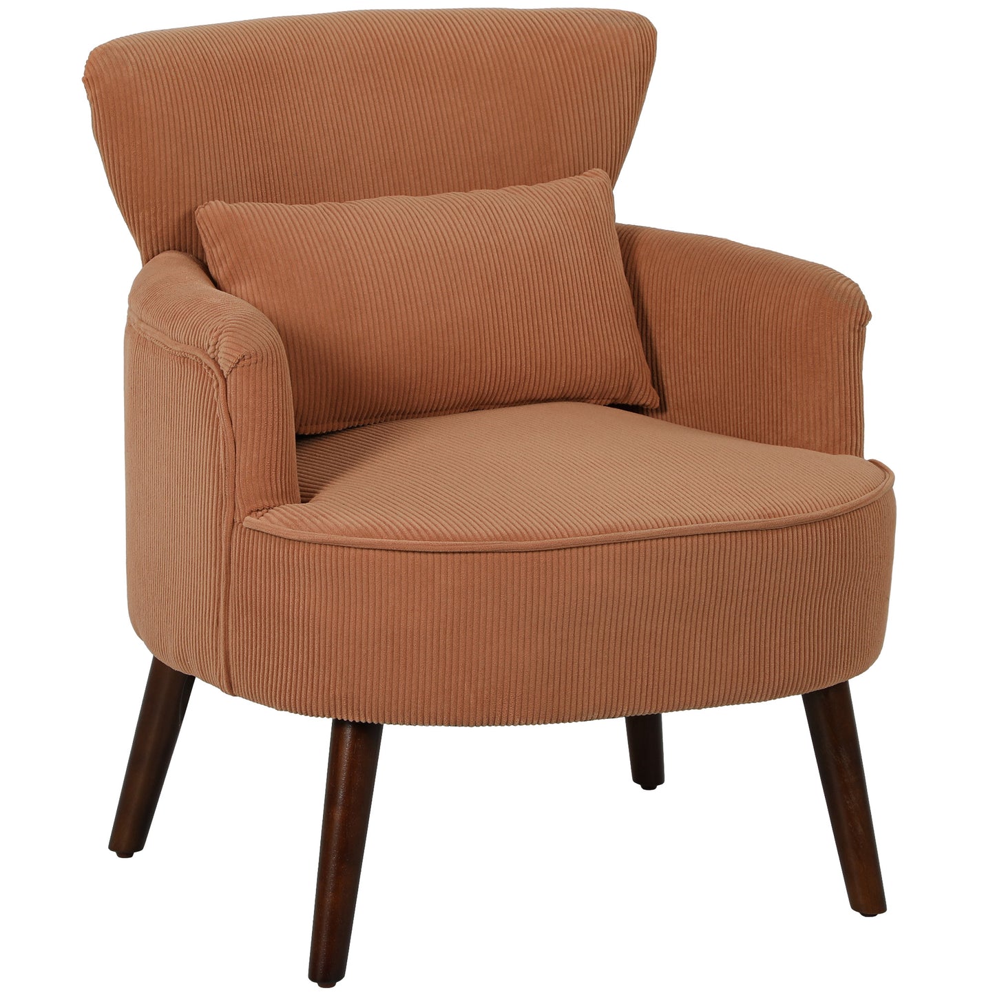 Fauteuil – Accentstoel – Loungestoel – Leunstoel – Zitstoel – Oranje Kleur – Rubberwood Poten – Inclusief Lendenkussen