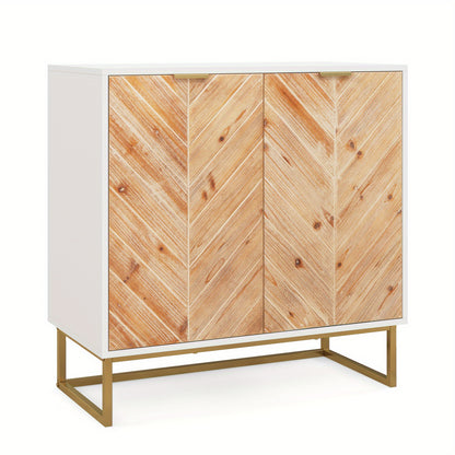 Dressoir – Opbergkast – Ladekast – Buffetkast – Kast – Modern Wit – MDF & Massief Hout – Stabiele Metalen Poten