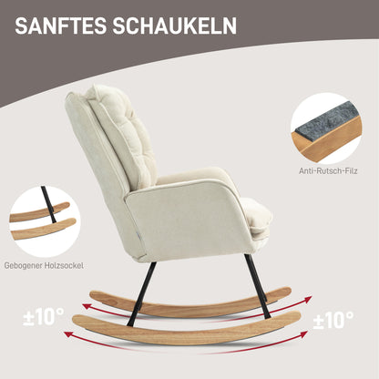 Schommelstoel – Schommelstoel Fauteuil – Draaifauteuil – Lounge Stoel – Woonkamerstoel – Chenille Bekleding – Houten Basis – Max. Draagvermogen 120 kg