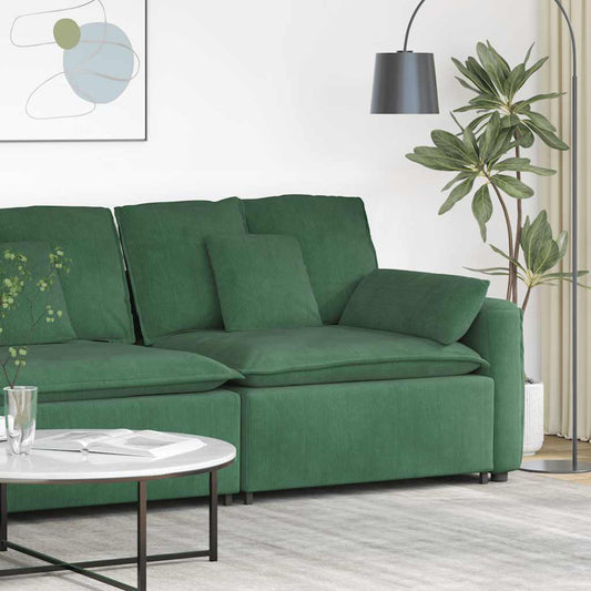 Modulaire Bank – Hoekbank – Slaapbank – Loungesofa – Zithoekbank – Donkergroen – Corduroy Stof – Stevig Metalen Frame