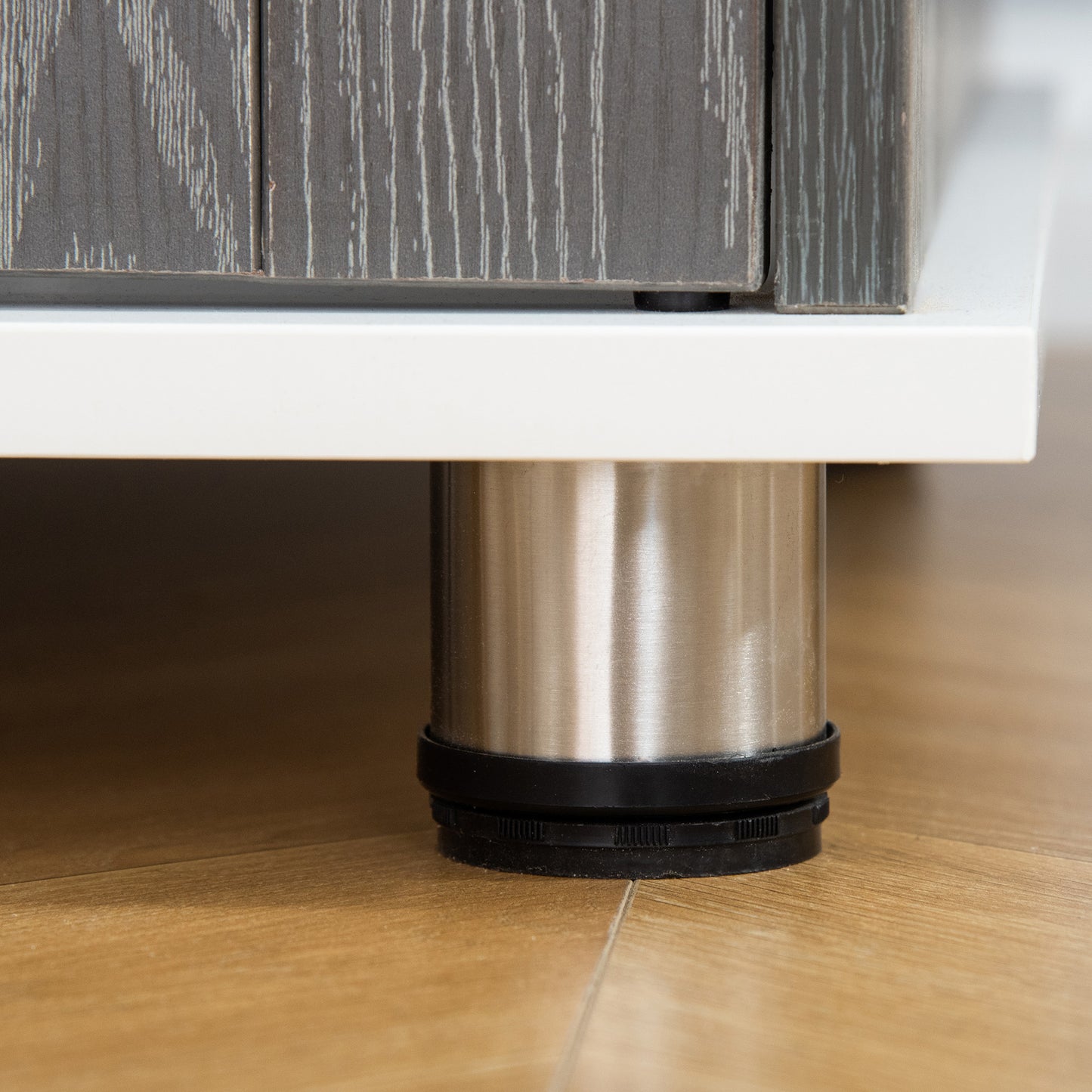 Hondenbench – Hondenkooi – Transportbench – Hondenhok – Dierenbench – Vergrendelbare Hondenbench – Stevig Houten Frame – Verstelbare Voetjes – Grijs-Witte Kleur