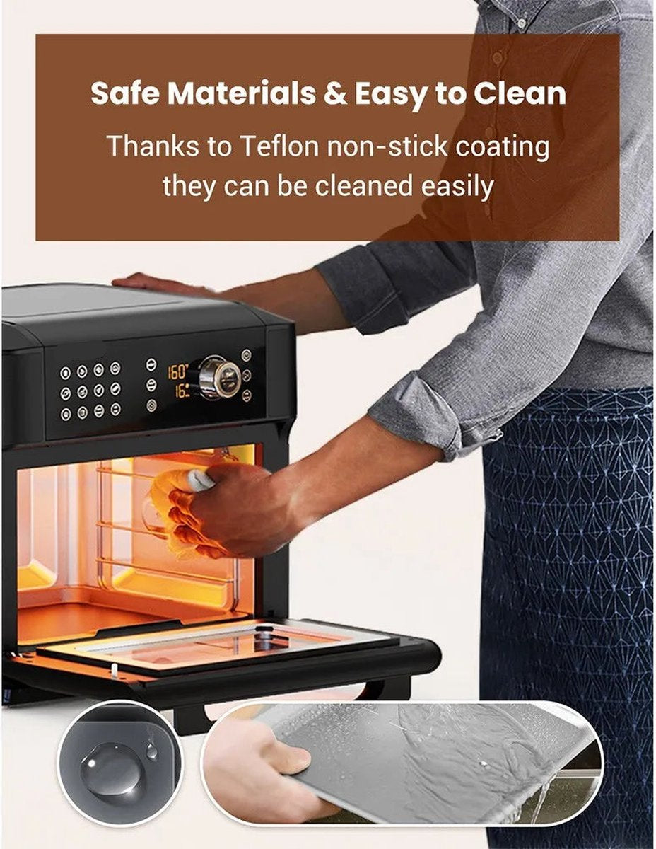 Air Fryer - Airfryer Oven - Heteluchtfriteuse - 15L - 1700W - 5 Accessoires - PFAS-vrij - 80 tot 200 Graden - Zwart