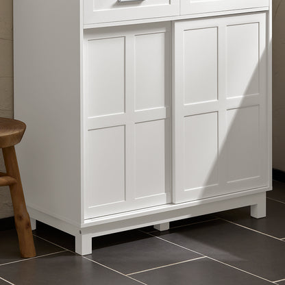 Dressoir – Buffetkast – Opbergkast – Keukenkast – Woonkamerkast – Schuifdeuren – Wit – 80x40x85 cm – Hoogwaardig Houtvezelplaat