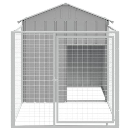 Hondenhok – Hondenkennel – Hondenhok Buiten – Hondenhuis – Hondenverblijf – Extra Groot – Verzinkt Staal – Weerbestendig – Ventilatie – 117x201x123 cm – Lichtgrijs