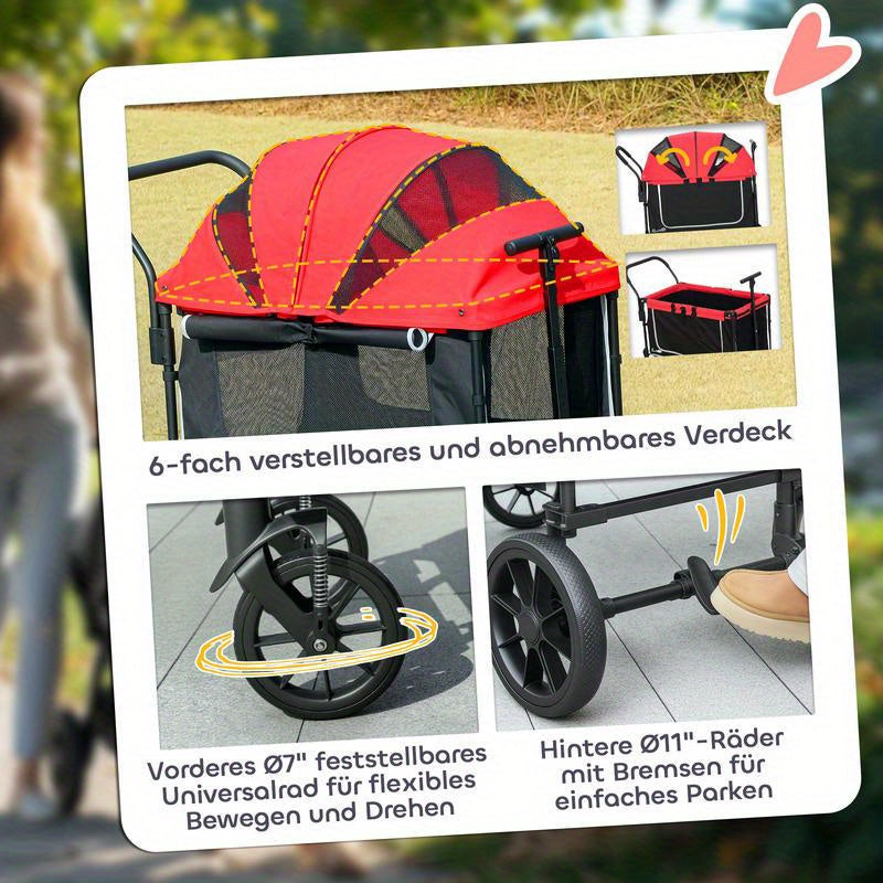 Hondenbuggy – Huisdierenwagen – Wandelwagen – Dierenbuggy – Opvouwbare Buggy – Geschikt tot 30 kg – Lichtgewicht Ademend Mesh