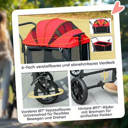 Hondenbuggy – Huisdierenwagen – Wandelwagen – Dierenbuggy – Opvouwbare Buggy – Geschikt tot 30 kg – Lichtgewicht Ademend Mesh