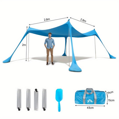 Strandtent – Beach Tent – Zonneluifel – Zonnescherm – Strandschaduw – UPF 50+ UV Bescherming – Aluminium Frame – 3 x 2,8 m – Lichtgewicht & Draagbaar