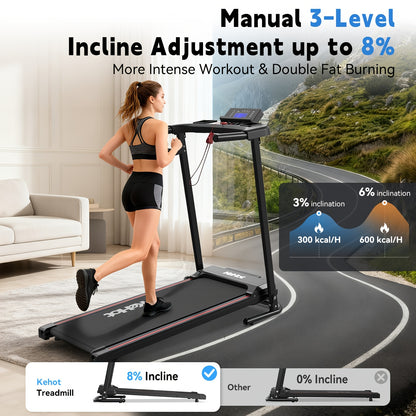 Smart Home Walking Treadmill with Multi-Function Display Quiet DC Motor EU 220-240V Support 12 Preset Workout Programs Ideal for Indoor Light Exercise