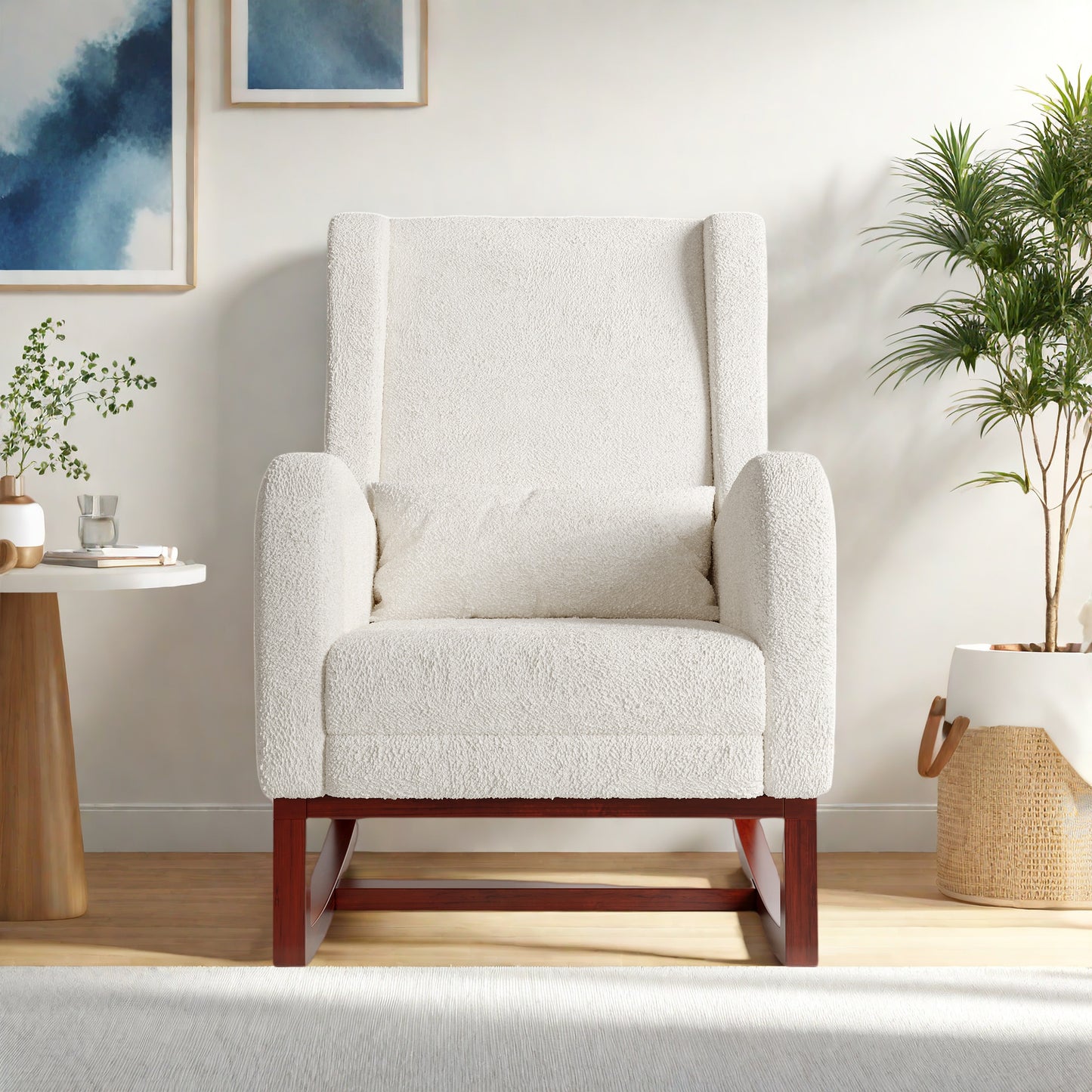 Schommelstoel – Relaxstoel – Fauteuil – Loungestoel – Voedingsstoel – Met Voetensteun – Linnen Stof – Hoge Rugleuning 64x67x99 cm
