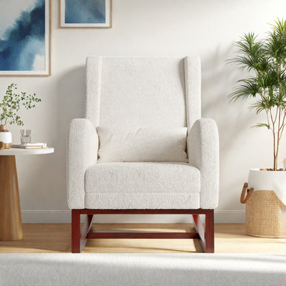 Schommelstoel – Relaxstoel – Fauteuil – Loungestoel – Voedingsstoel – Met Voetensteun – Linnen Stof – Hoge Rugleuning 64x67x99 cm