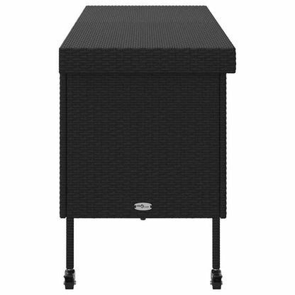 Opbergbox Tuin – Tuinkist – Kussenbox – Tuinopslag – Berging – Met Wielen – 160x55x75 cm – Zwart Poly Rattan – Weerbestendig – Duurzaam