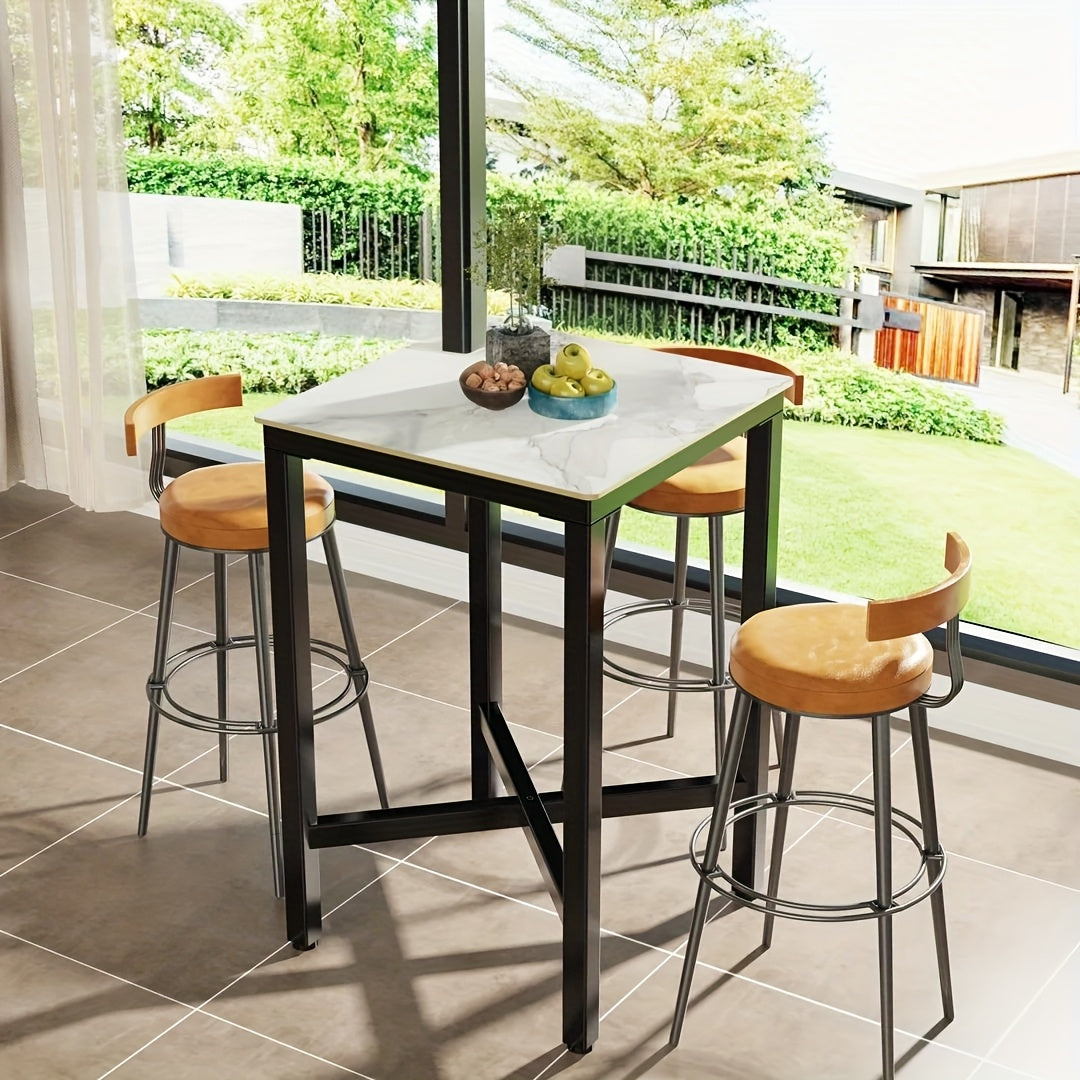 Eettafel – Tafel – Bartafel – Keukentafel – Bistrotafel – Krasbestendig Glanzend Blad – Stevig Metalen Kruisvoet