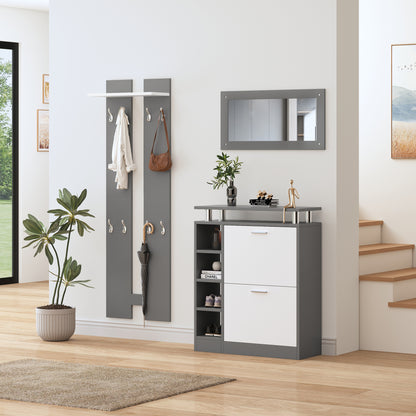 Schoenenkast – Schoenenopberger – Schoenenrek – Schoenenkast – Schoenenkast met Spiegels – Wandgemonteerd – Ruimtebesparend Design – Duurzaam Spaanplaat 80x25x96 cm