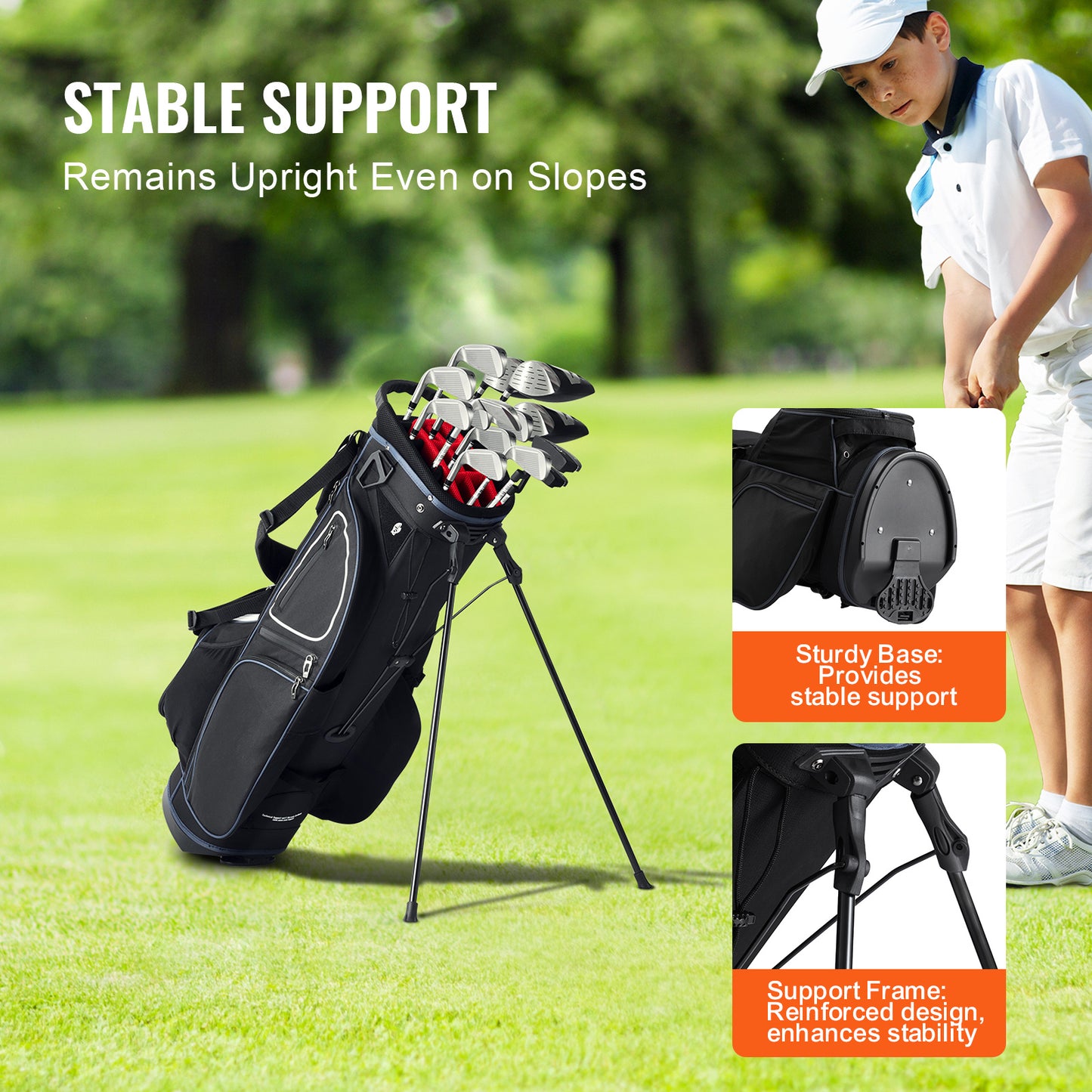 Golfcarttas – Golftas – Stand Bag – Golfbag – Golfclubtas – Duurzaam 600D Polyester – 14 Vaks Organizer met 11 Opbergvakken – Zwart
