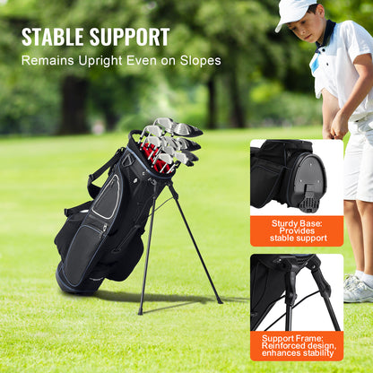 Golfcarttas – Golftas – Stand Bag – Golfbag – Golfclubtas – Duurzaam 600D Polyester – 14 Vaks Organizer met 11 Opbergvakken – Zwart